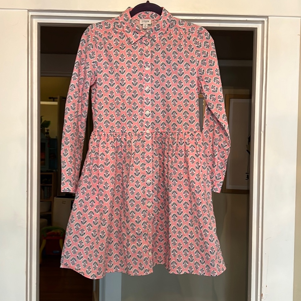 JCrew pink floral button up dress